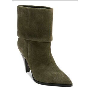 DKNY Womens Green Padded Cerise Pointed Toe Block Heel Leather Booties 8. (Ws331